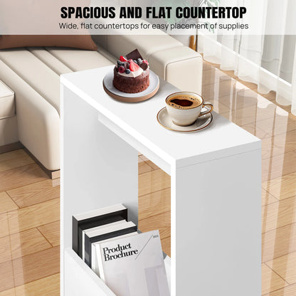 Narrow side table with storage shelf