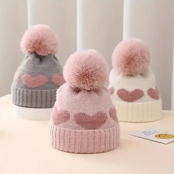 Toddler's Winter Warm Soft Bobble Pom Knitted Hat