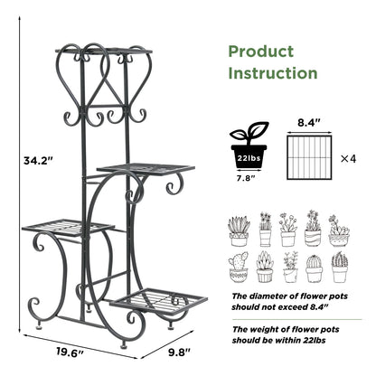 Metal outdoor indoor garden plant stand