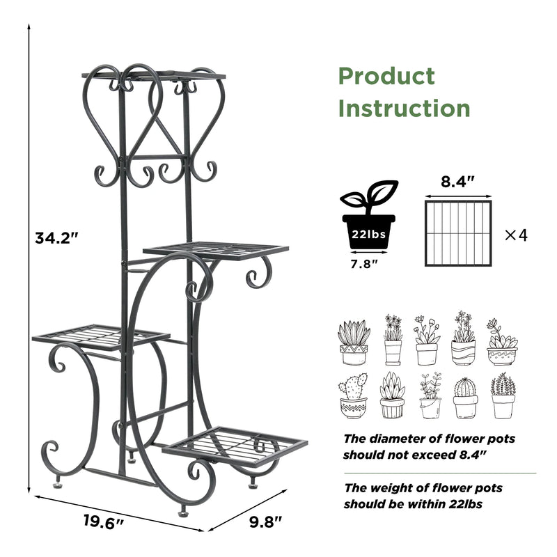 Metal Outdoor Indoor Garden Plant Stand