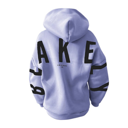 Women's letter printed long sleeved hooded pullover