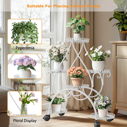 Indoor outdoor tall plant rack with rolling wheels