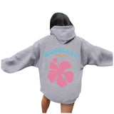 Women's Fleece Hooded Flower Embroidered Sweatshirt