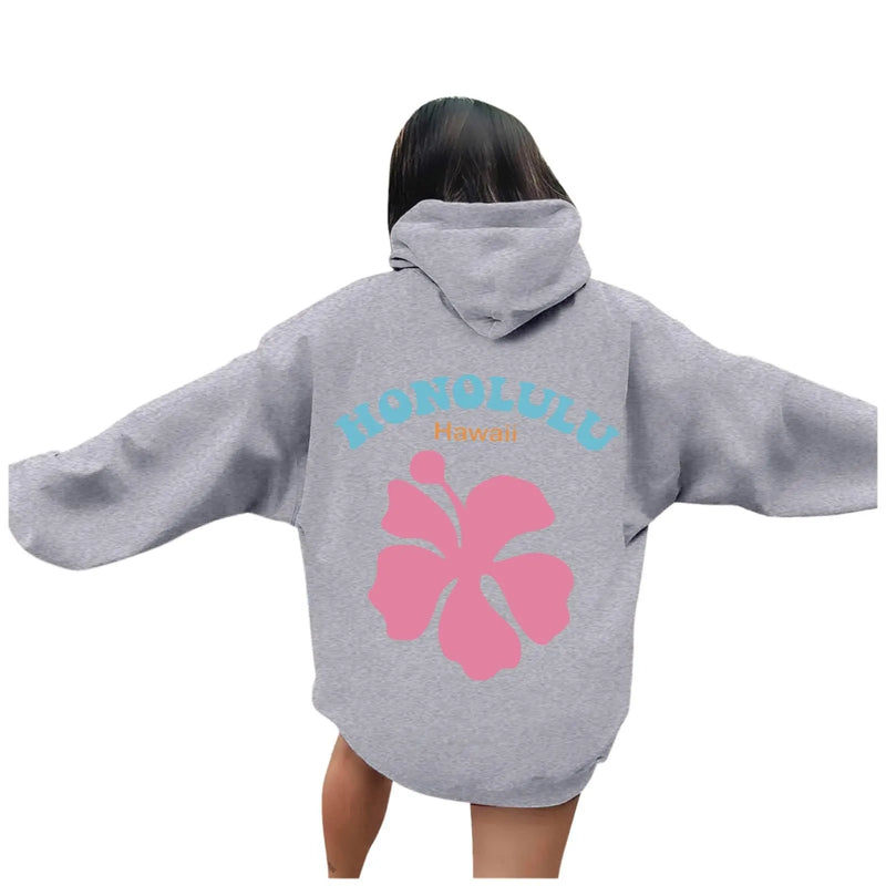Women's Fleece Hooded Flower Embroidered Sweatshirt