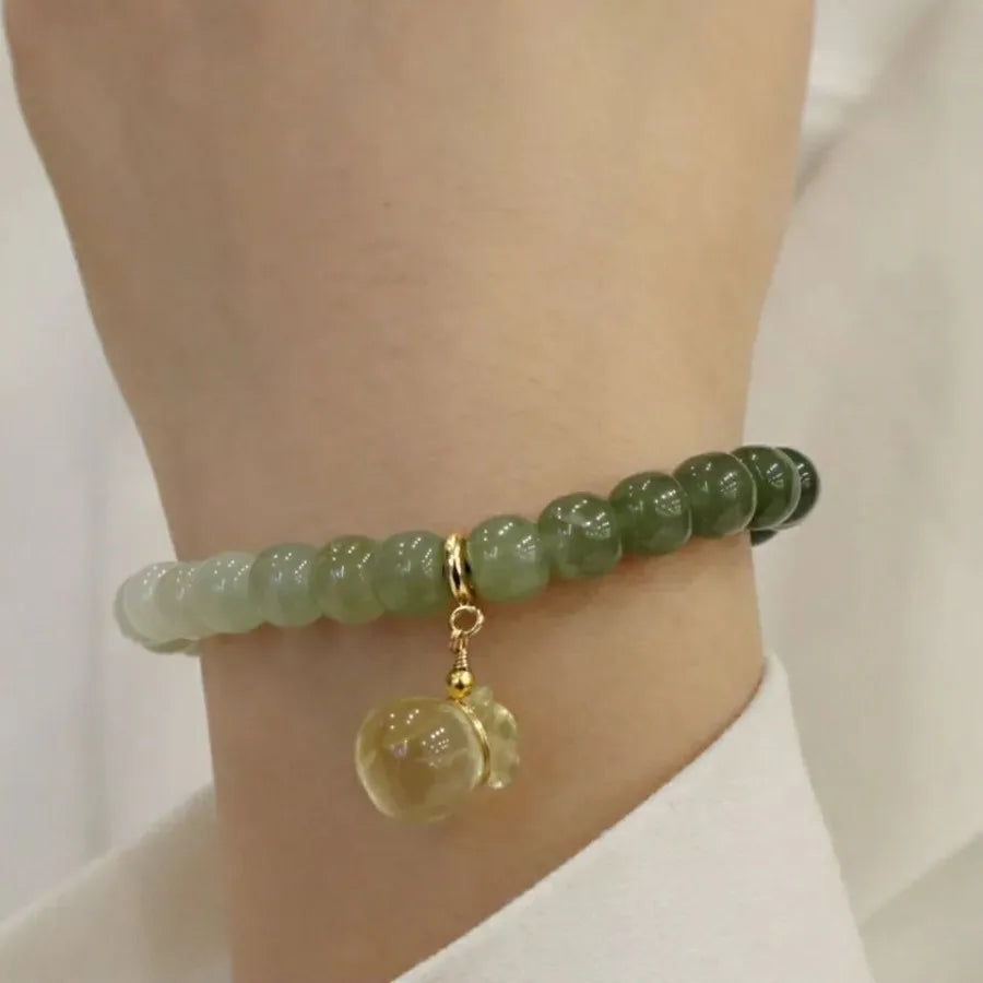 Gradient Jade Barrel Bead Bracelet