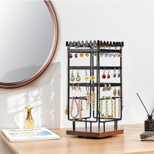 Solid Wood Detachable Rotary Jewelry Rack