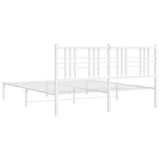White Metal Bed Frame with Headboard