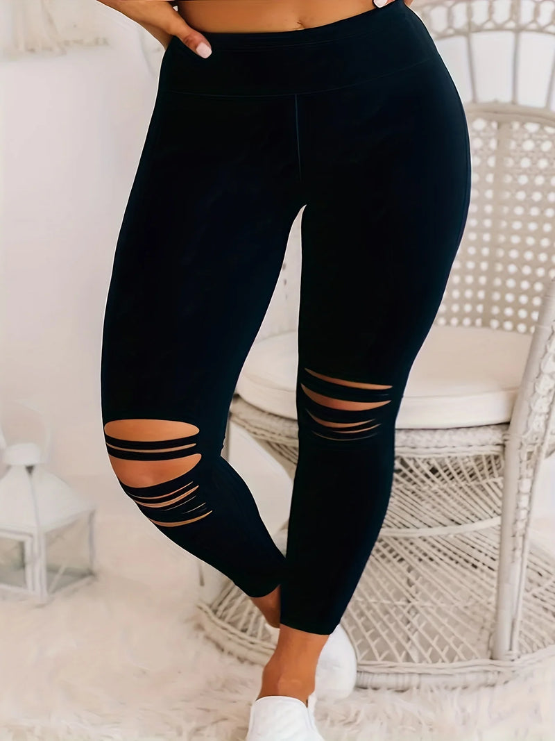 Women's Ripped High Elastic Leggings