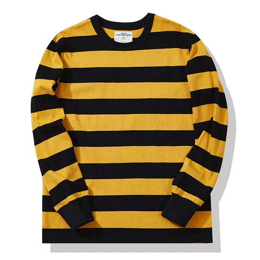 Polyester vintage striped long sleeve t-shirt