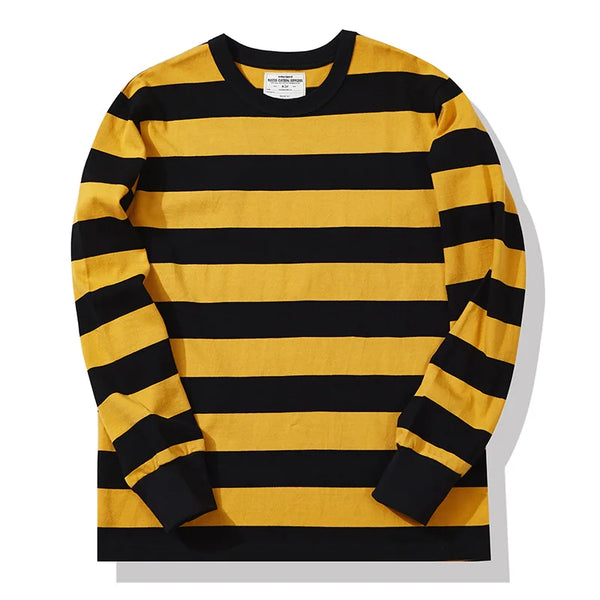 Polyester Vintage Striped Long Sleeve T-Shirt