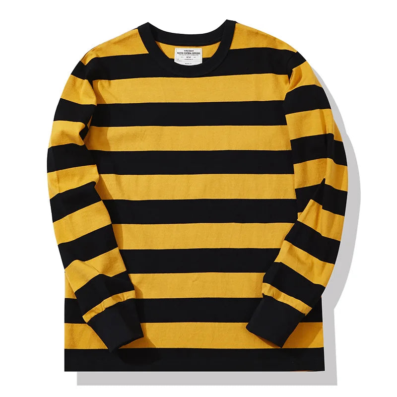 Polyester Vintage Striped Long Sleeve T-Shirt