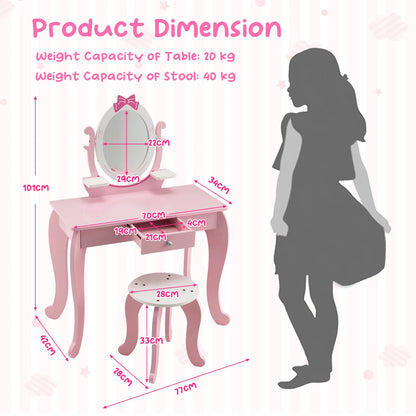 2-in-1 kids vanity table set