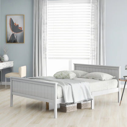 Wooden bed frame with headboard and footboard