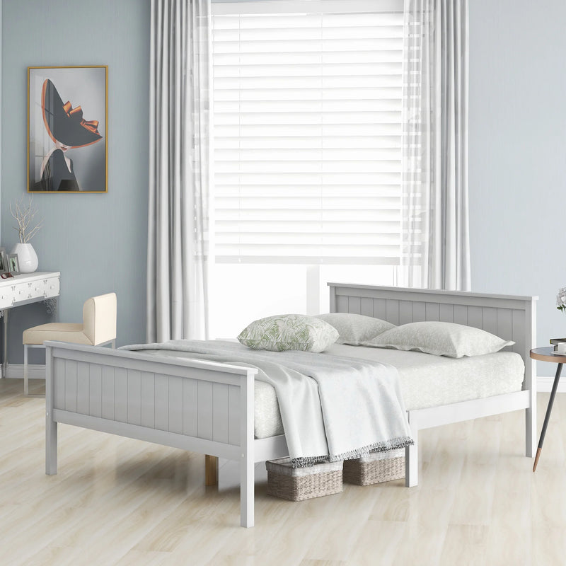 Wooden Bed Frame with Headboard and Footboard