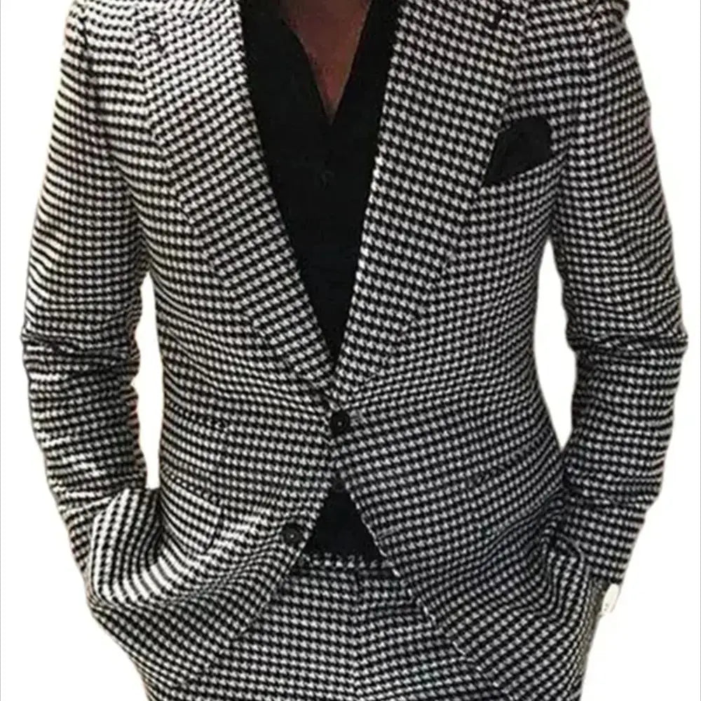 Elegant 2 piece plaid men suits