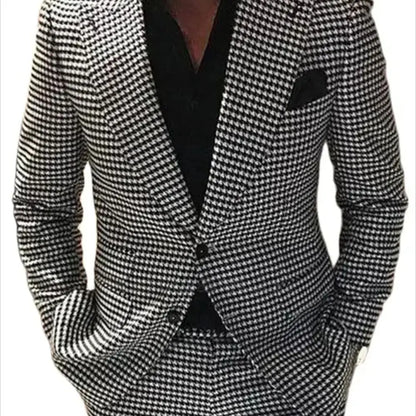 Elegant 2 piece plaid men suits