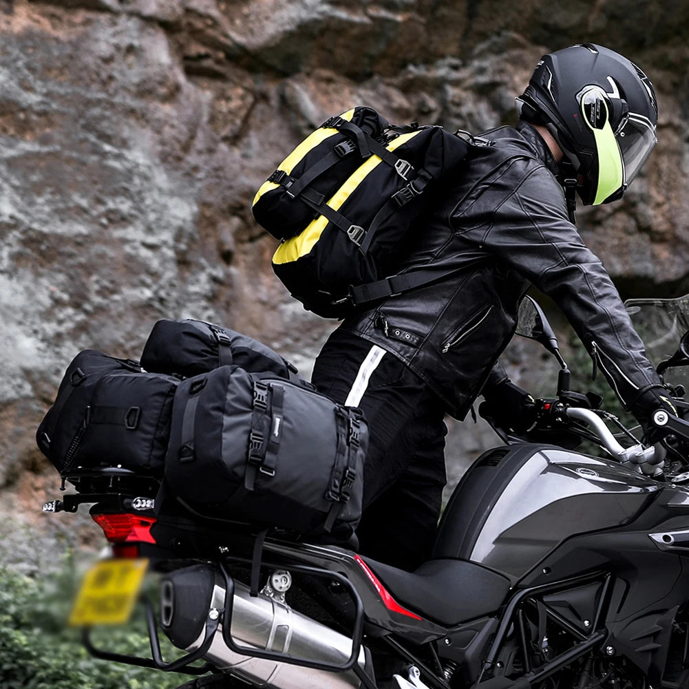 Multi-function motorbike saddle rack luggage bag