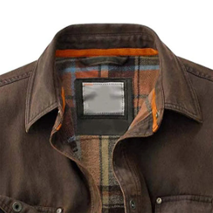 Fashion button-down plaid jacket