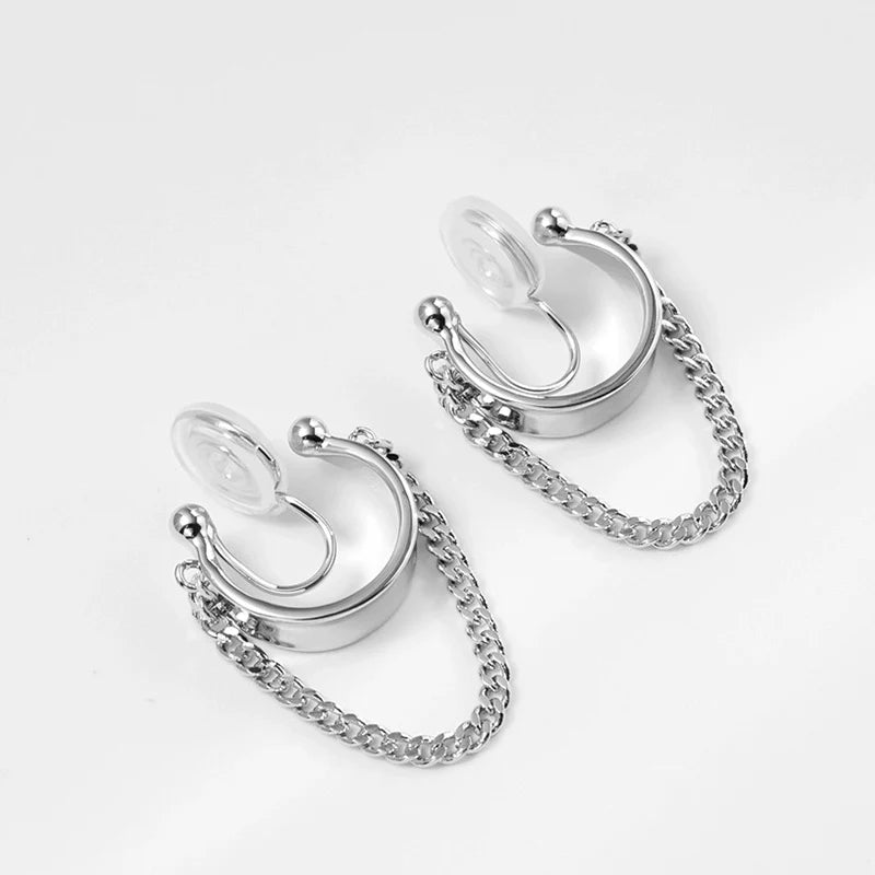 Copper Link Chain Clip Earrings
