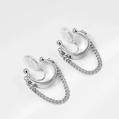 Copper Link Chain Clip Earrings