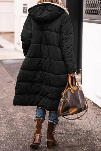 Ladies winter hooded quilted coat
