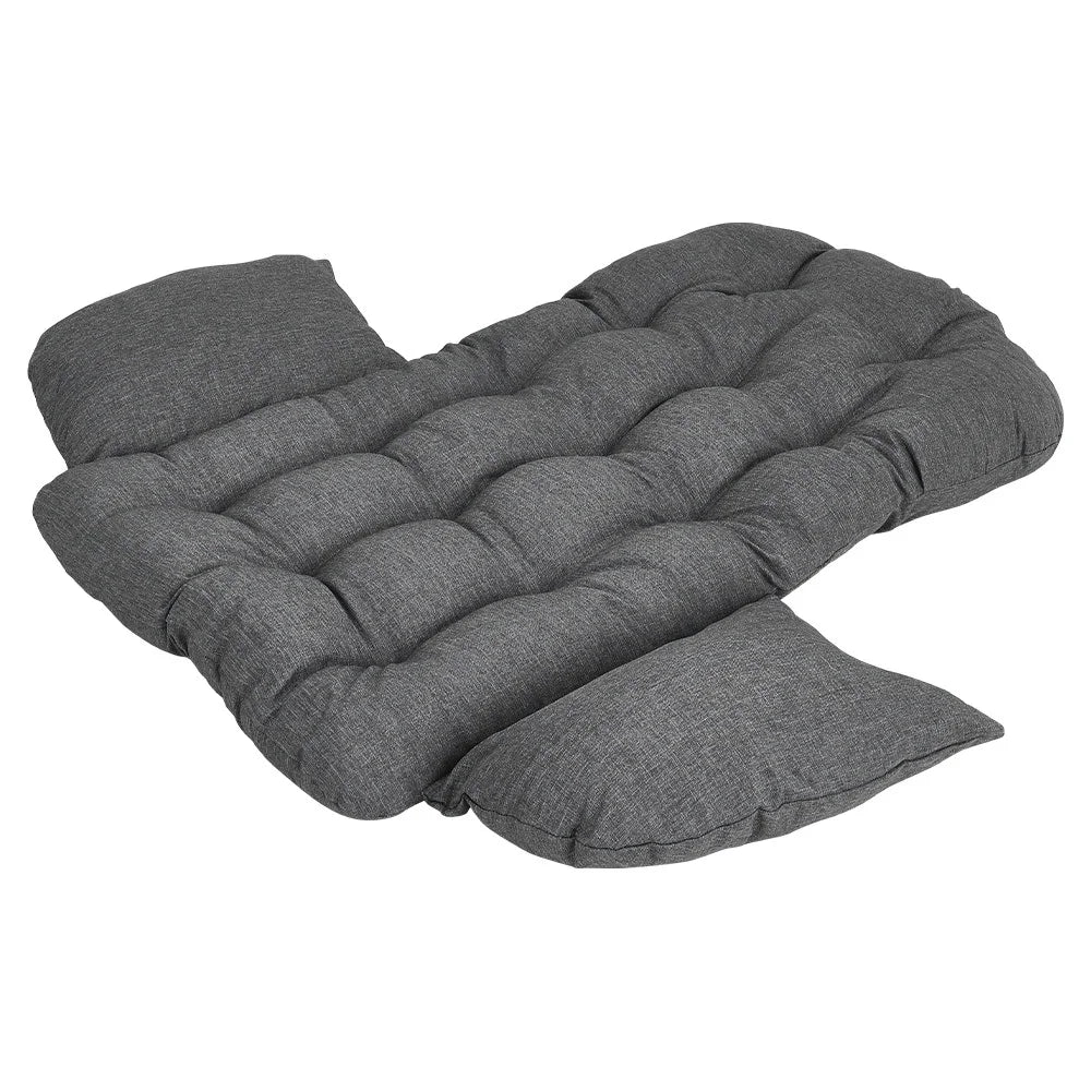 Woven outdoor egg chair with stand and cushion