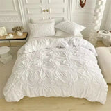 Elegant 3D Twist Flowers King Size Bedding Set