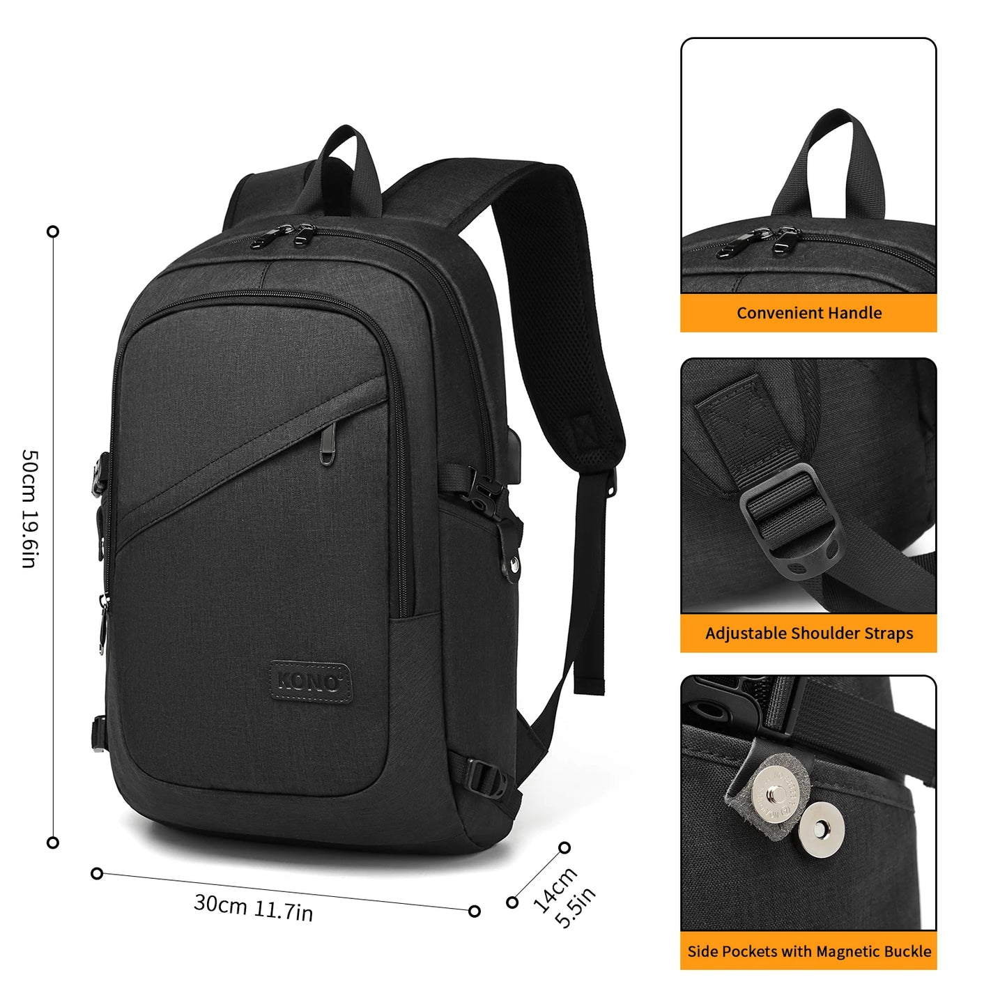 Anti-theft usb-charged laptop backpack