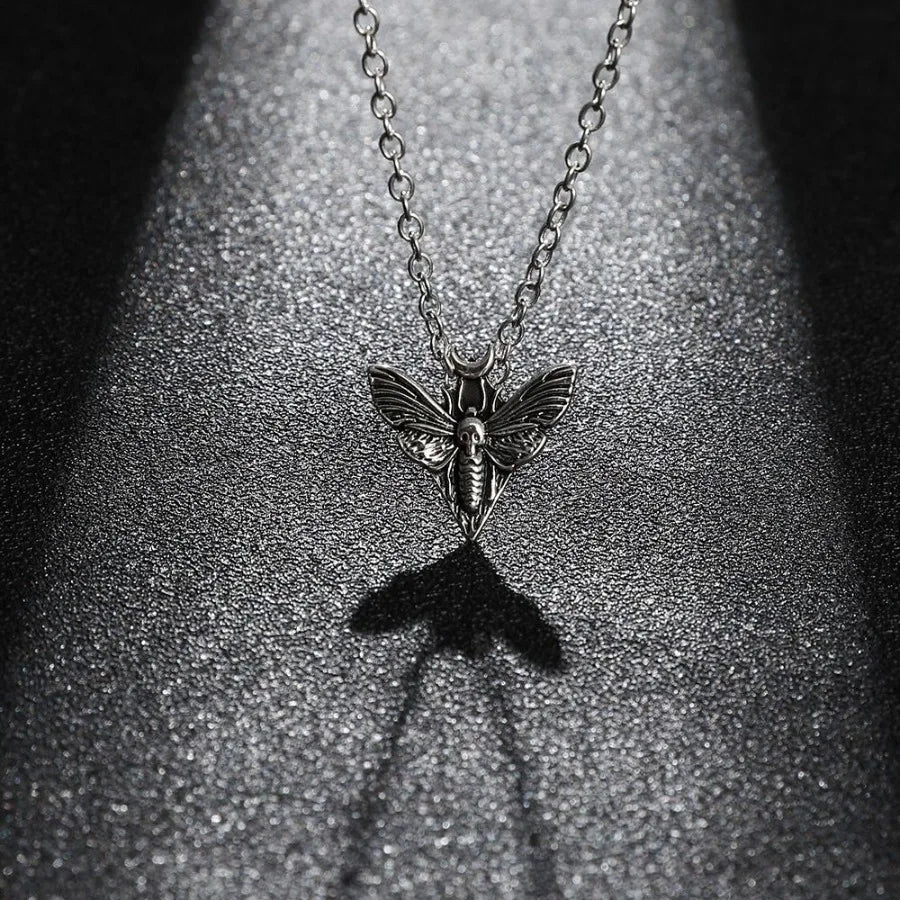Vintage Metal Angel Insect Necklace