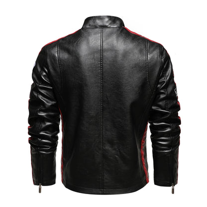Men's pu leather motorcycle racing jacket