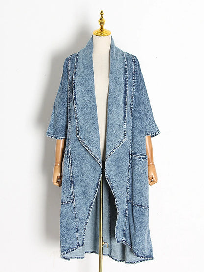 Vintage denim windbreaker trench coat