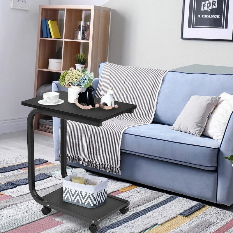 Rolling C-shaped Laptop Side Table