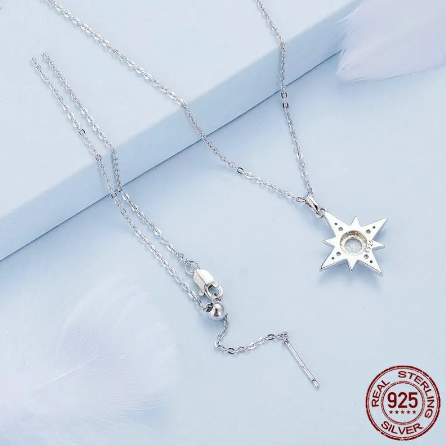 S925 Silver Star Opal Necklace