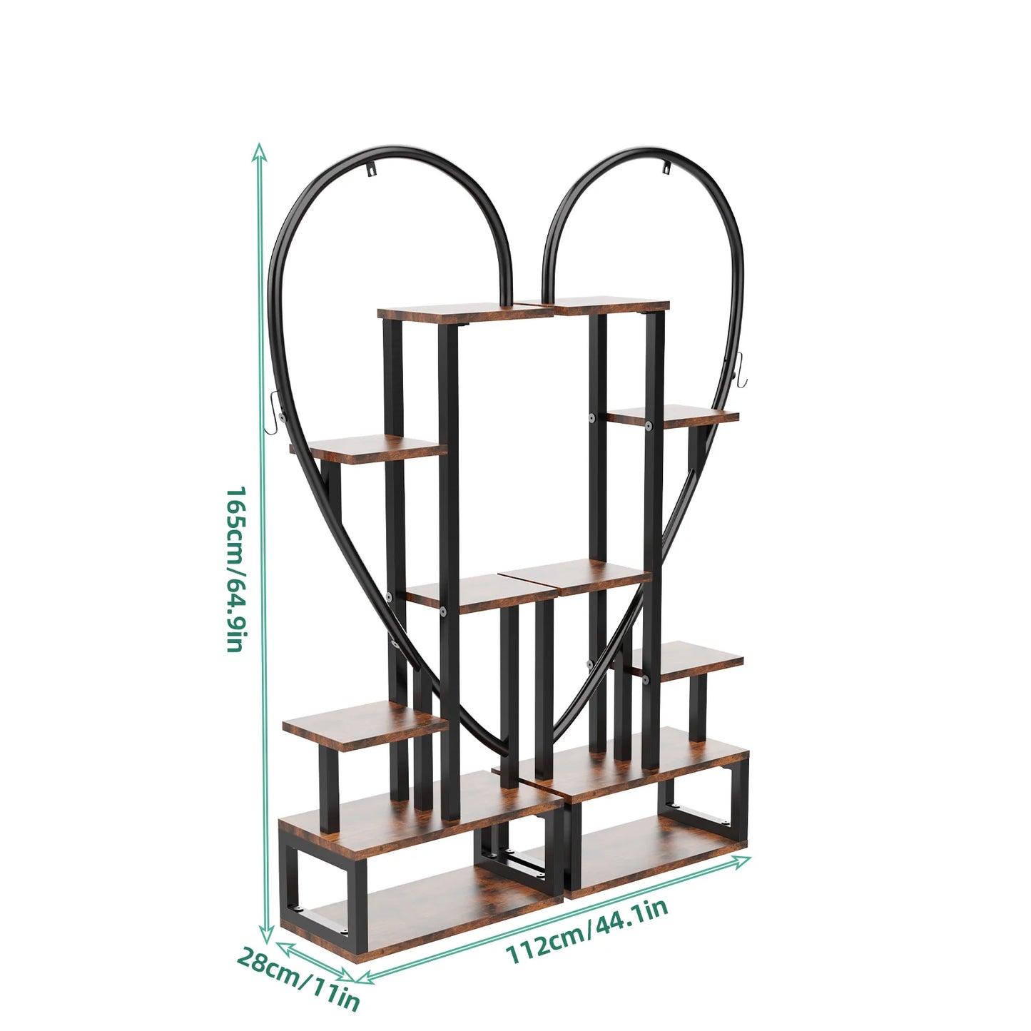 6 tier wood and metal plant flower rack