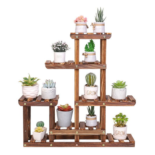 Indoor outdoor wood plant shelves