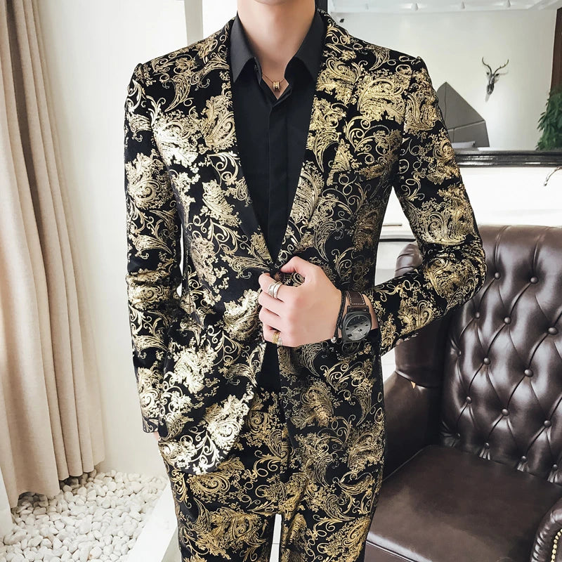 Shiny gold and silver 2-piece blazers