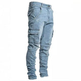 Multi Pockets Elastic Denim Jeans
