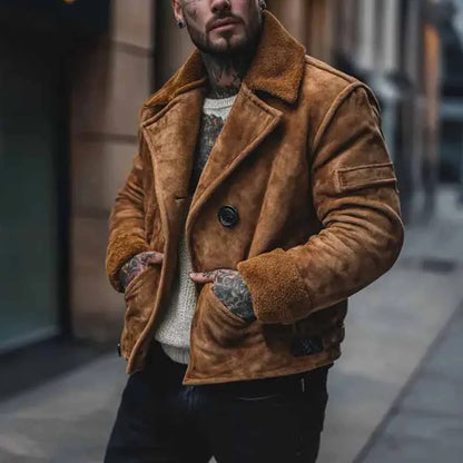 Retro versatile deerskin fleece jacket