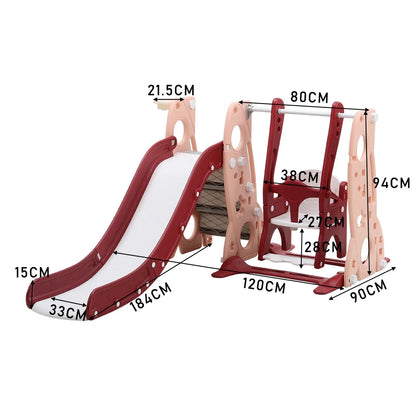 Kids swing and slide set with basketball hoop