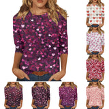 Heart Print Long Sleeve Top For Women