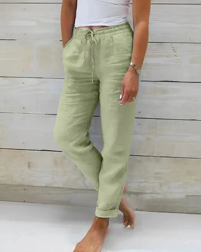 Women's high waist elastic casual trousers