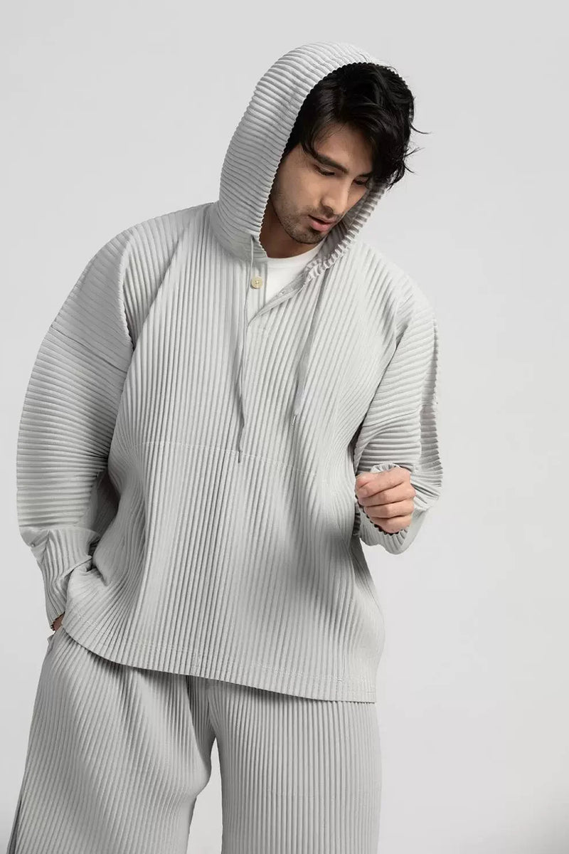 Breathable Loose Drawstring Pleated Hoodies