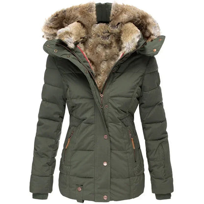 Winter warm wool collar cotton coat