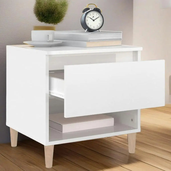 Modern High Gloss White Bedside Table