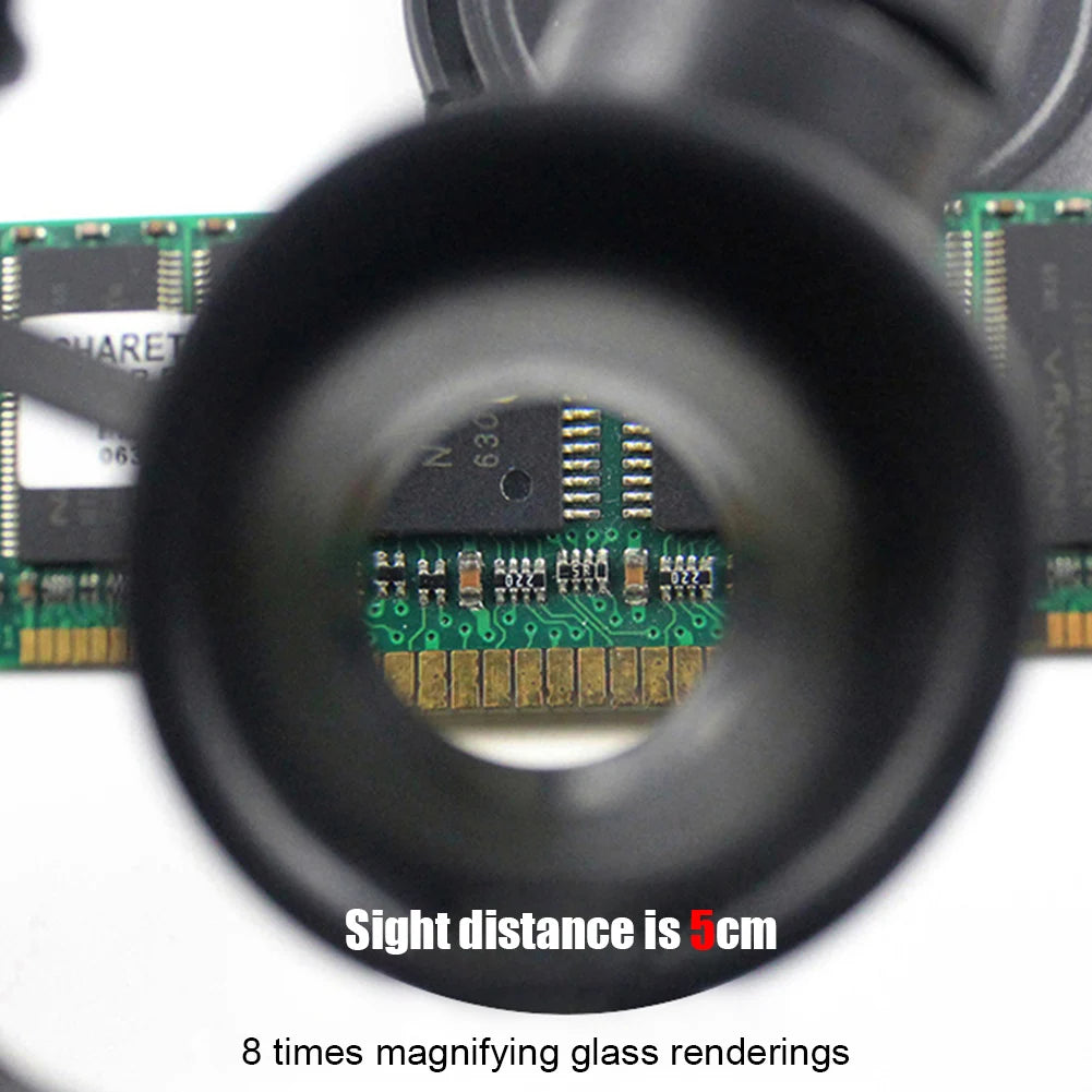 2led head-mounted illuminating telescopic magnifier glasses