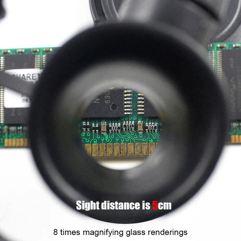 2led head-mounted illuminating telescopic magnifier glasses