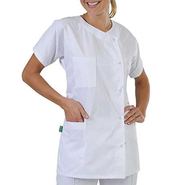 Women's White Medical Uniform Scrubs Set