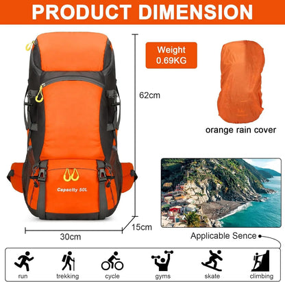 Lightweight travel backpack with rain cover