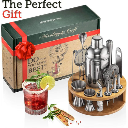 15 piece cocktail shaker and bar accessories set