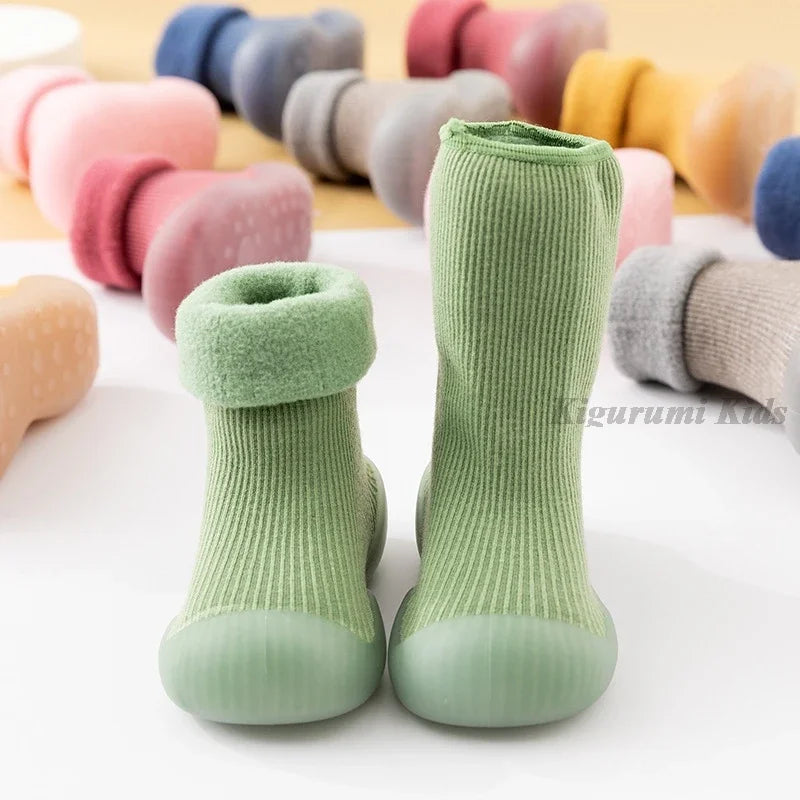 Anti-slip velvet knit winter kid's boots